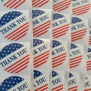 150 THANK YOU Stickers US Flag Seal 1.5"